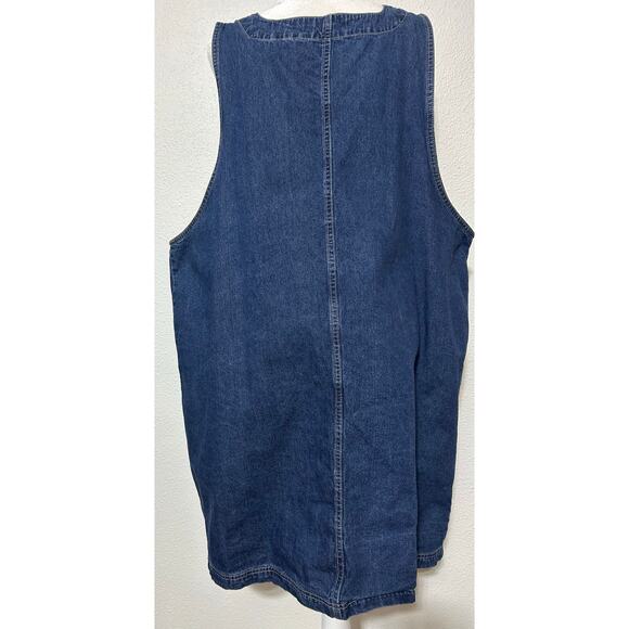 Vintage JL NY Embroidered Button Denim Jumper Dress Womens Plus Size 3X Pockets - Picture 4 of 8